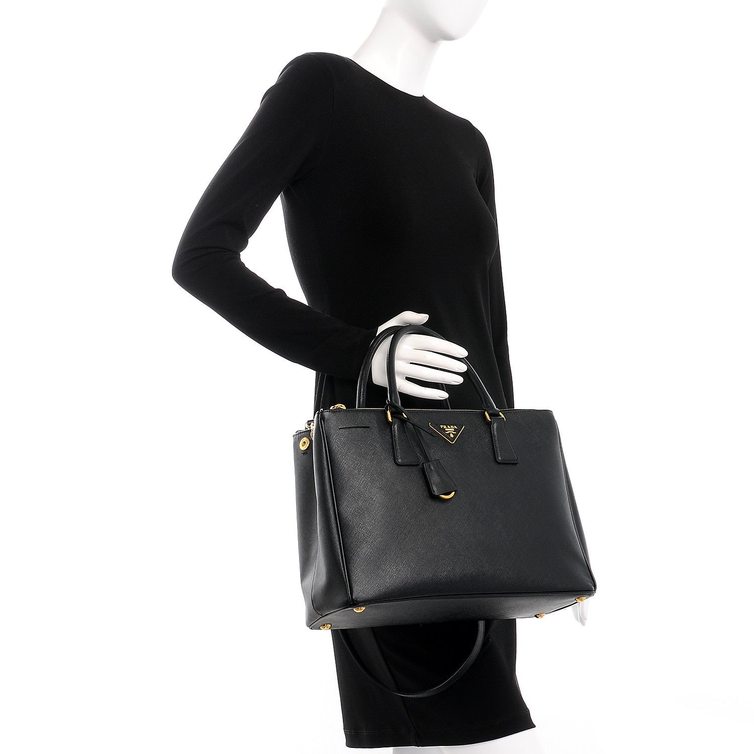 Prada Saffiano Medium Galleria Double Zip Tote Black 3 of 9