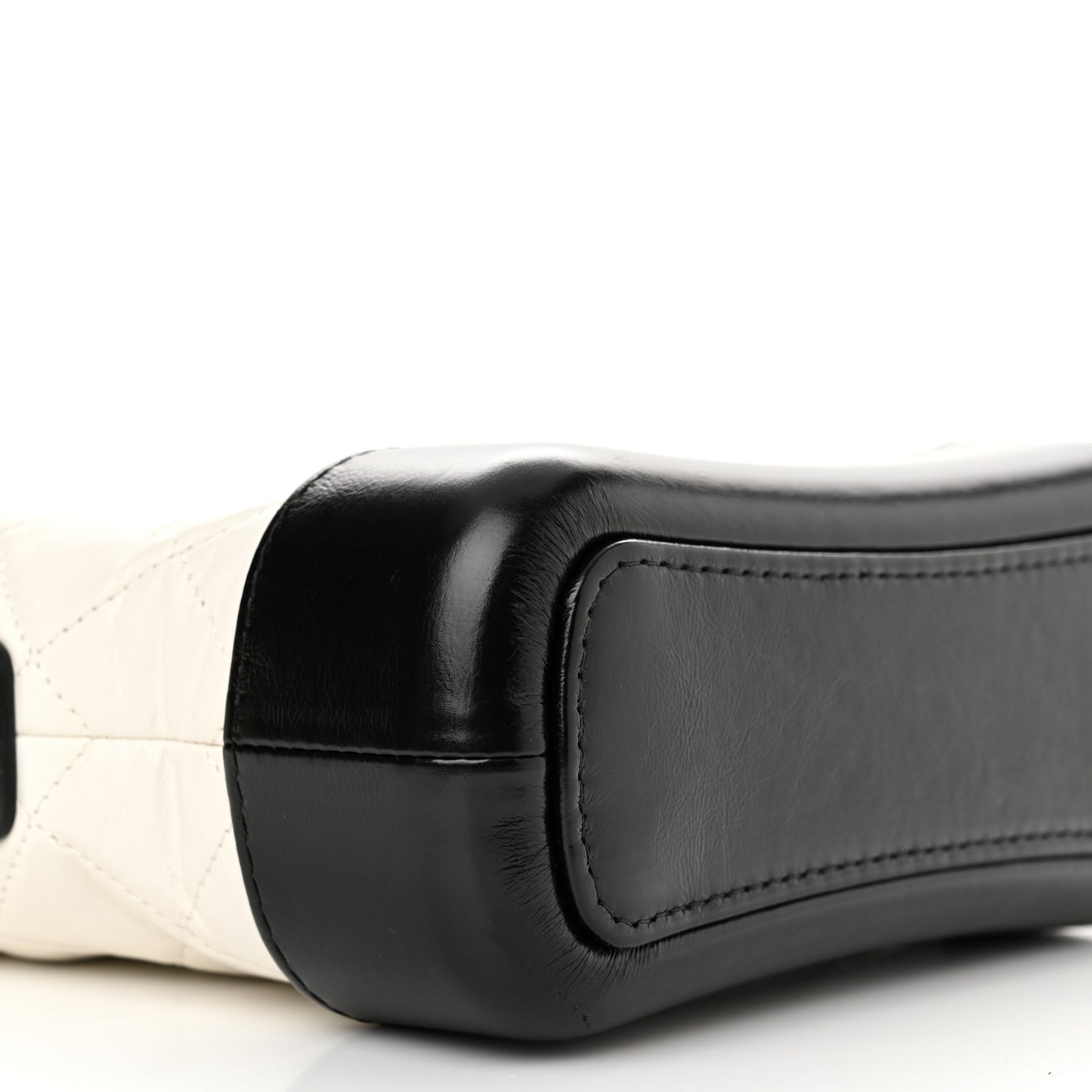 Aged Calfskin Quilted Small Gabrielle Hobo Black White