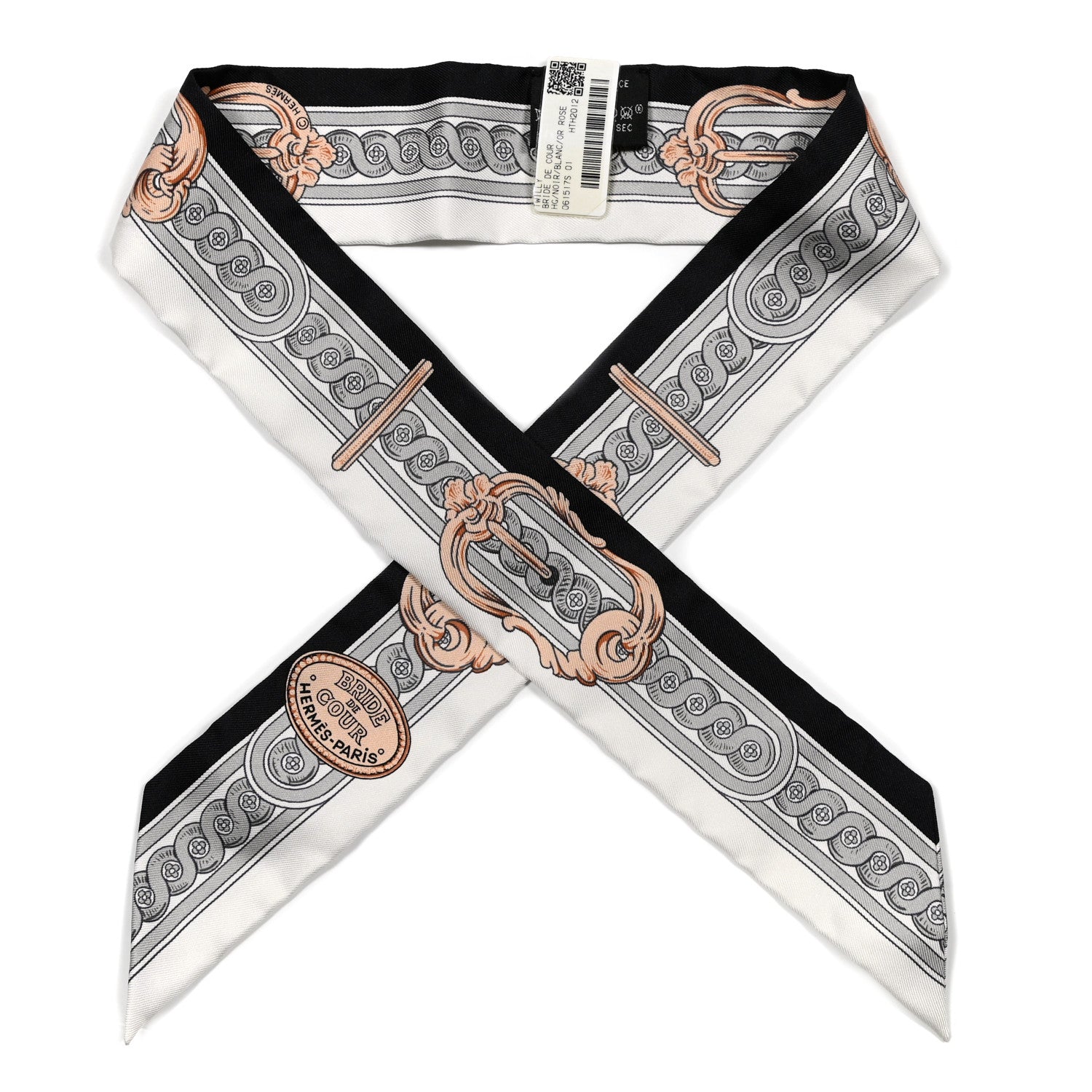 Hermes Silk Bride De Cour Twilly Black White Or Rose 1 of 4