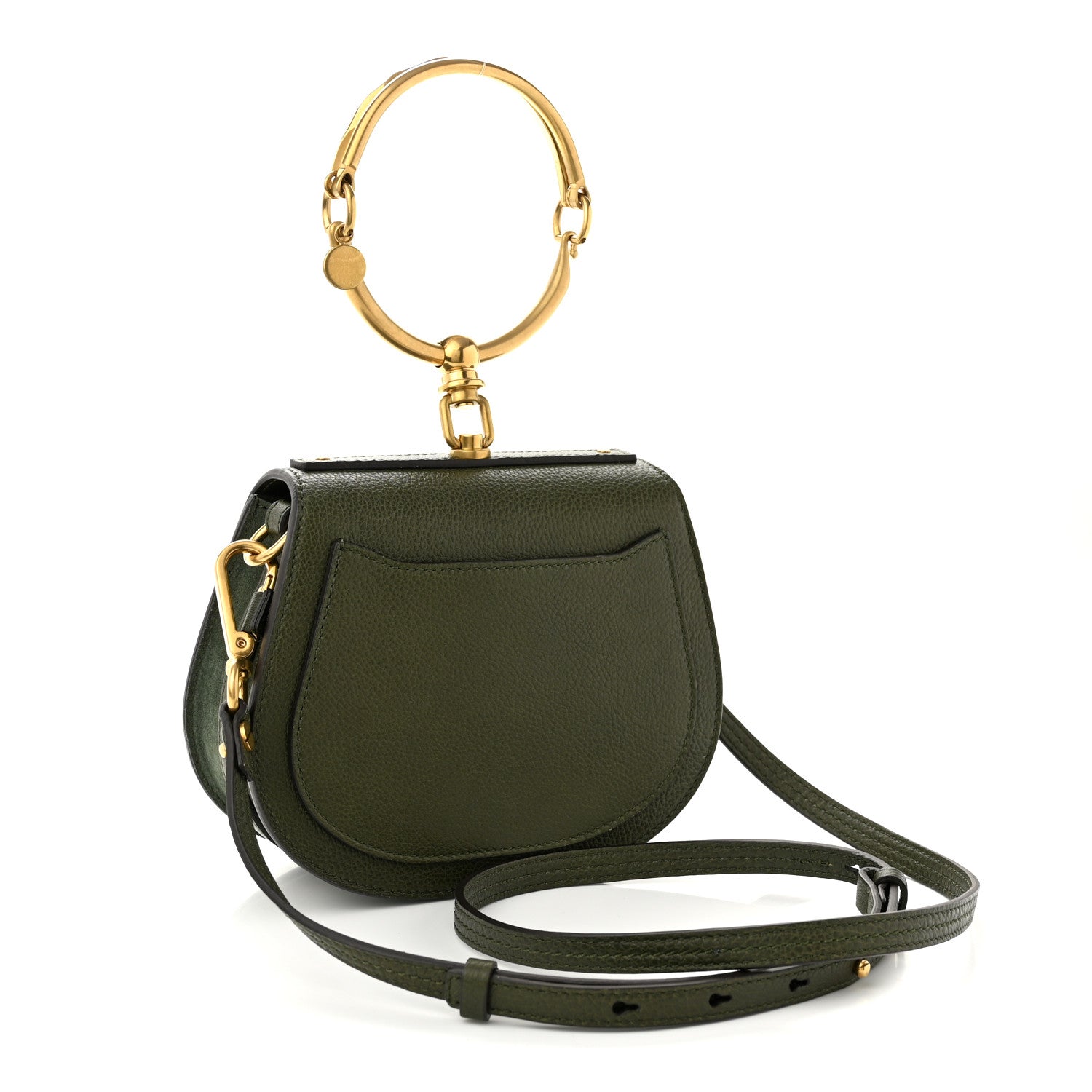 Chloe Calfskin Suede Small Nile Bracelet Bag Forest Green 3 of 11