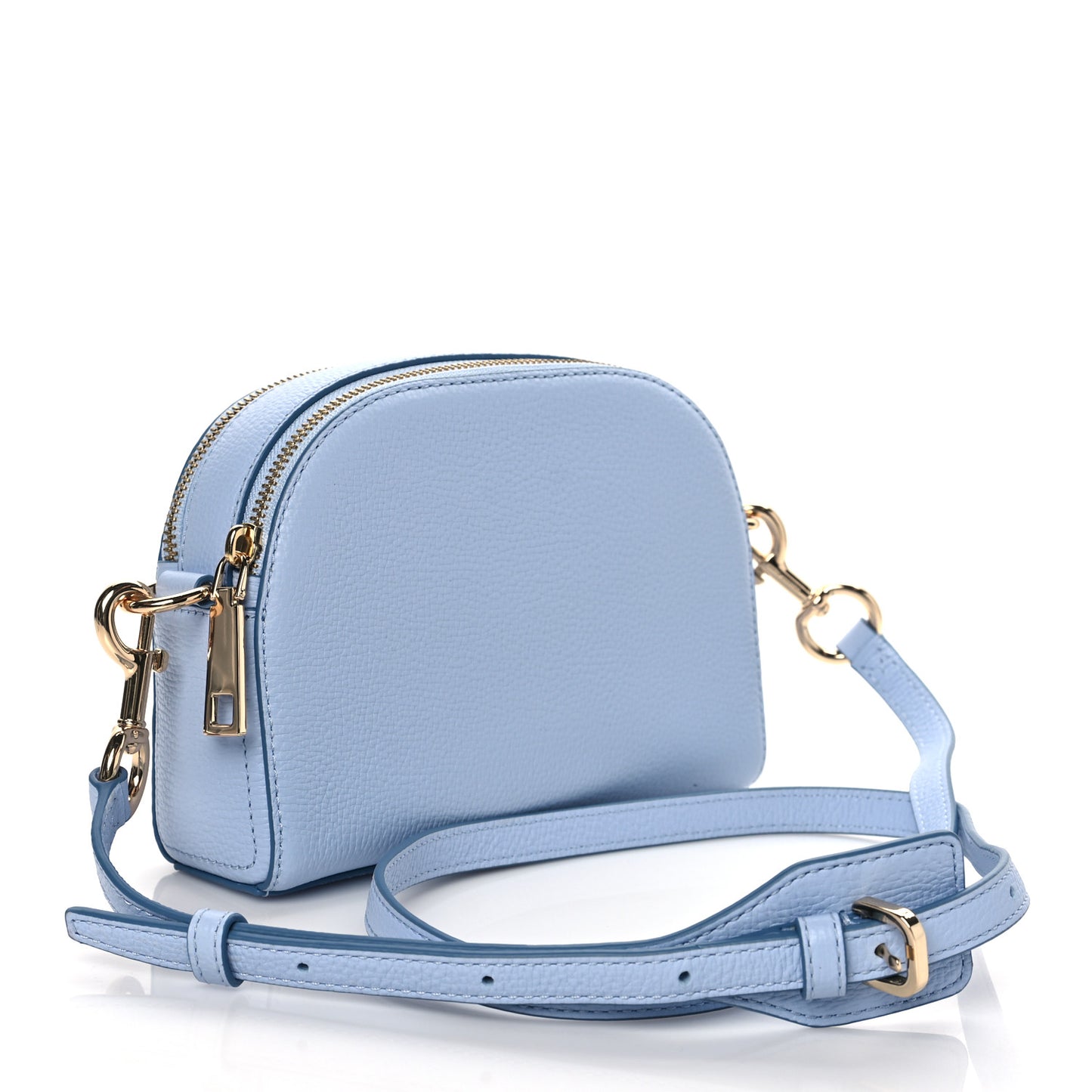 Calfskin Shutter Camera Crossbody Bag Light Blue