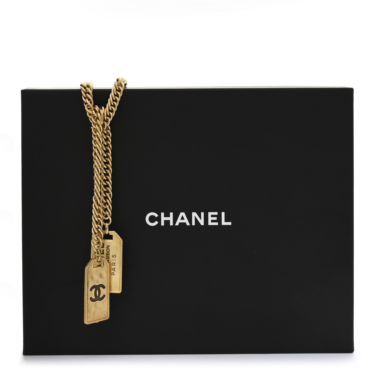 Chanel Metal ID Dog Tag Charm Necklace Gold 6 of 6