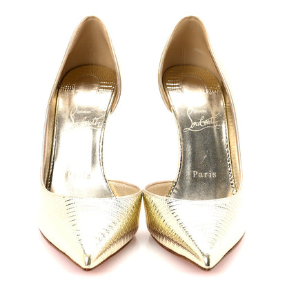Christian Louboutin Metallic Calfskin Lizzy Iriza 100 Pumps 38.5 Gold 3 of 8