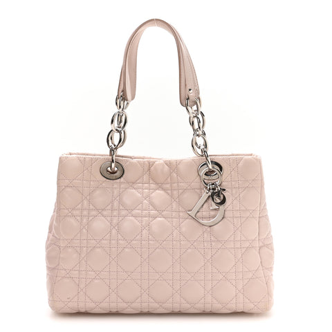 Lambskin Cannage Small Dior Soft Zipped Shopping Tote Light Pink
