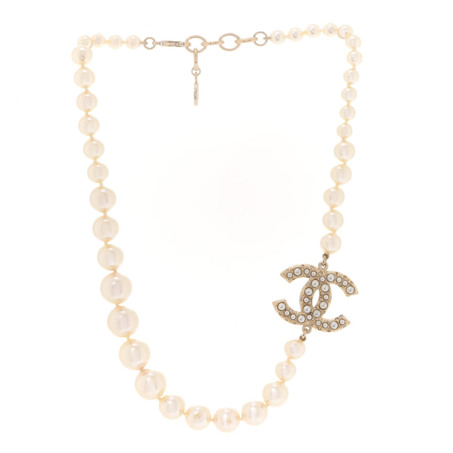 Chanel Pearl CC 100th Anniversary Necklace Light Gold 3 of 7