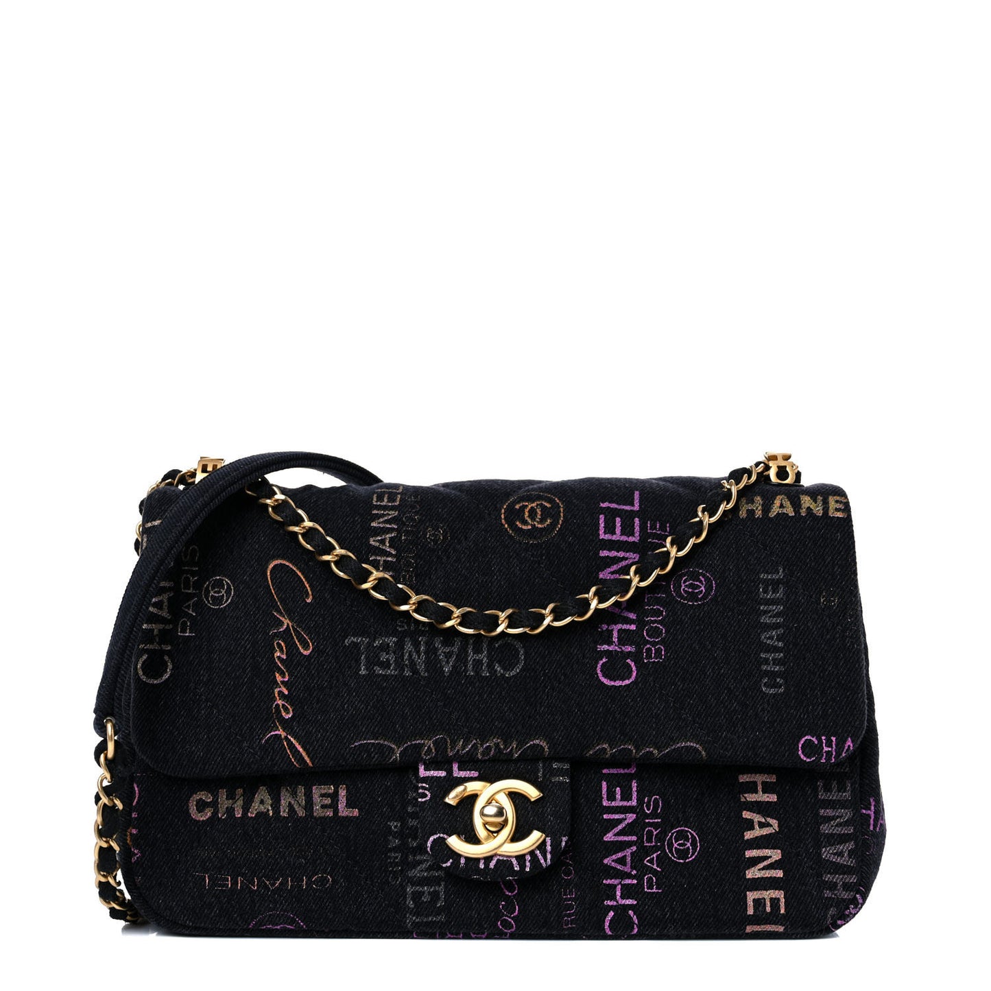 Denim Quilted Denim Mood Large Flap Black Multicolor