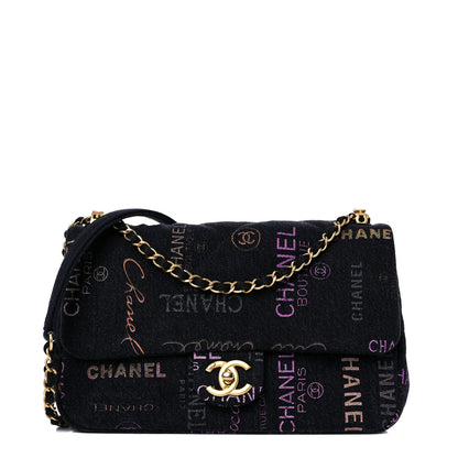 Chanel Denim Quilted Denim Mood Large Flap Black Multicolor 1 of 13