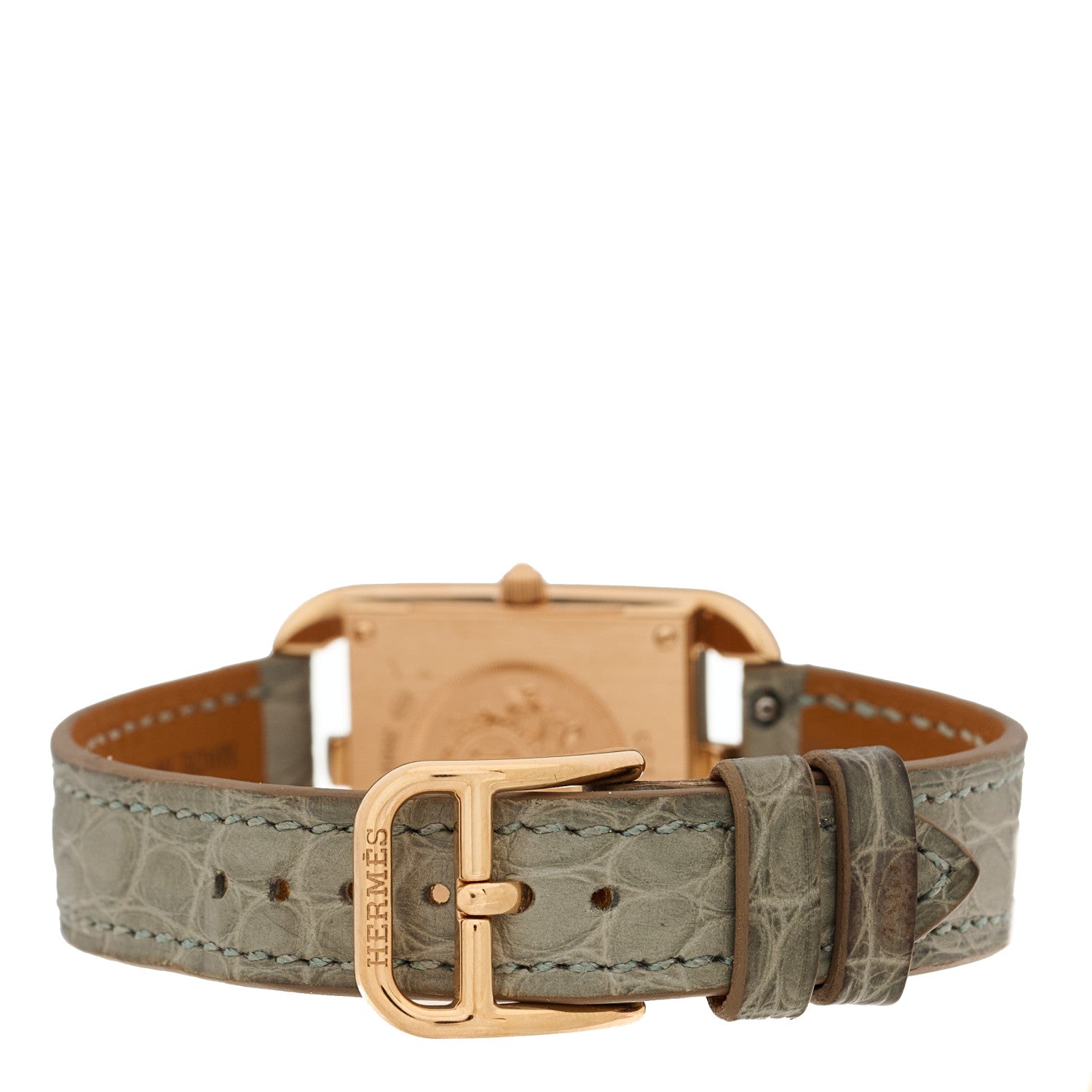 Hermes 18K Rose Gold Alligator Diamond Bezel 23mm Cape Cod Chaine d'Ancre Joaillier Quartz Watch Gris Perle 3 of 5
