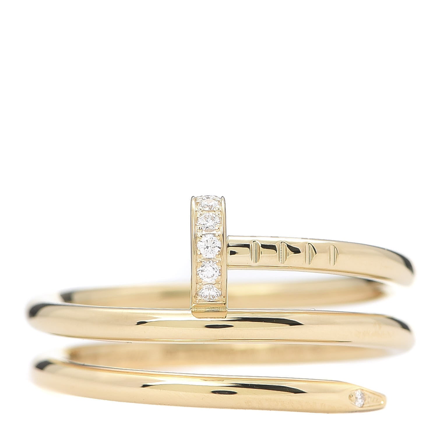 Cartier 18K Yellow Gold Diamond Double Juste Un Clou Ring 54 6.75 1 of 7