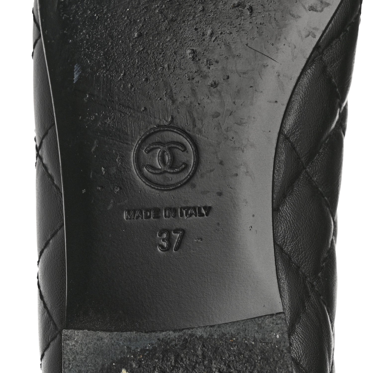 Chanel Aged Calfskin Quilted CC Cap Toe Ballerina Flats 37 Black 8 of 10