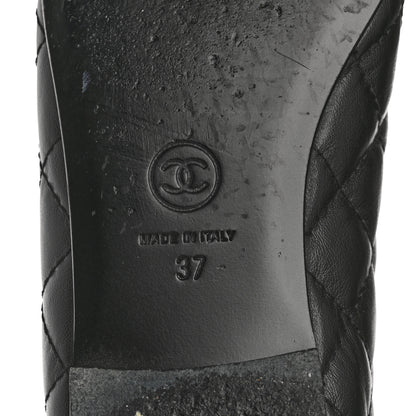 Chanel Aged Calfskin Quilted CC Cap Toe Ballerina Flats 37 Black 8 of 10