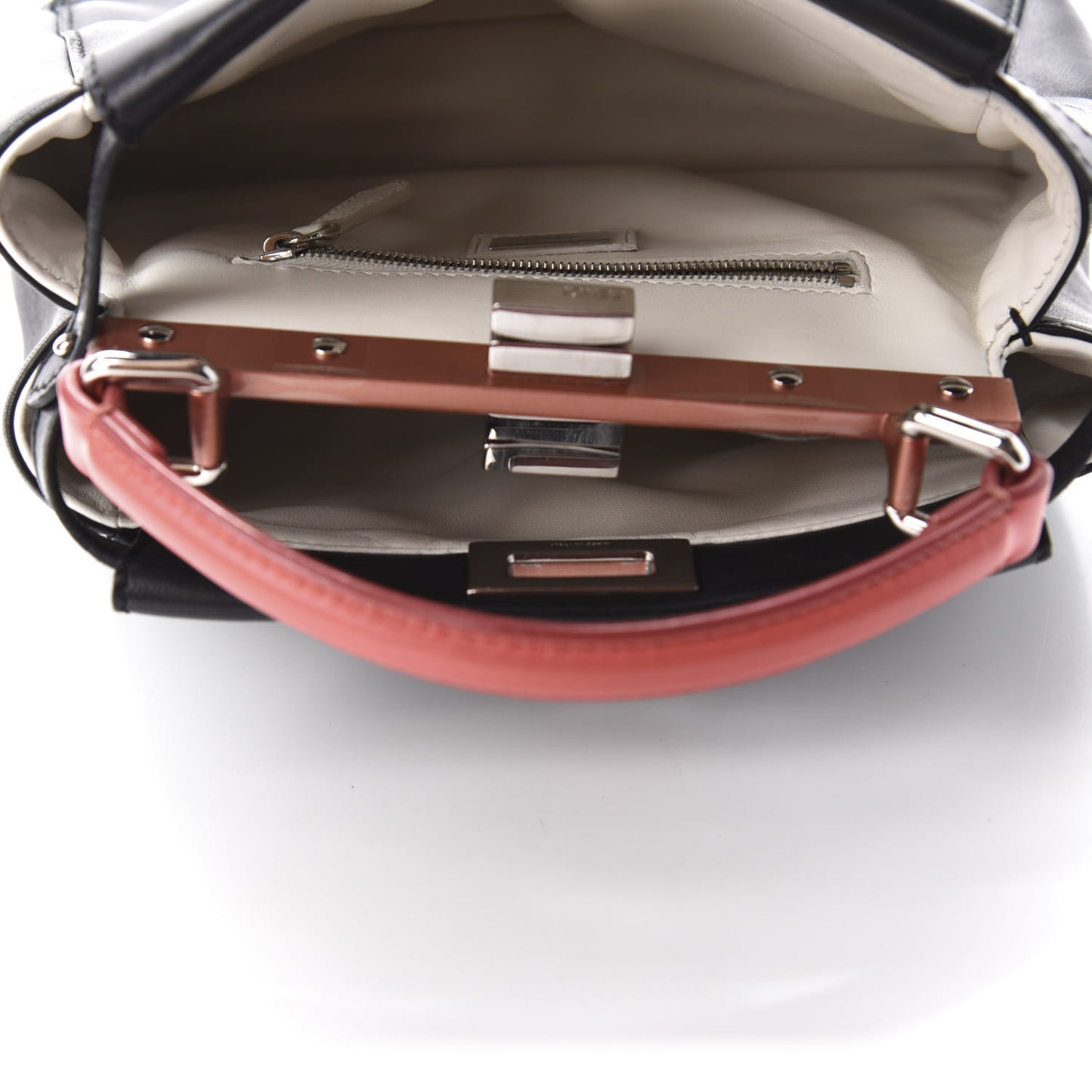 Nappa Colorblock Mini Peekaboo Iconic Satchel Black White Ecstasy
