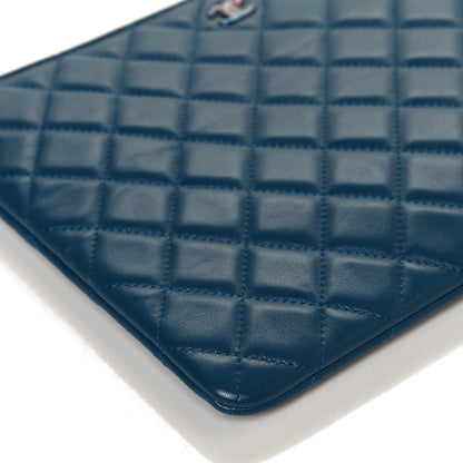 Chanel Lambskin Quilted Medium CC Cosmetic Case Blue Pink 9 of 10