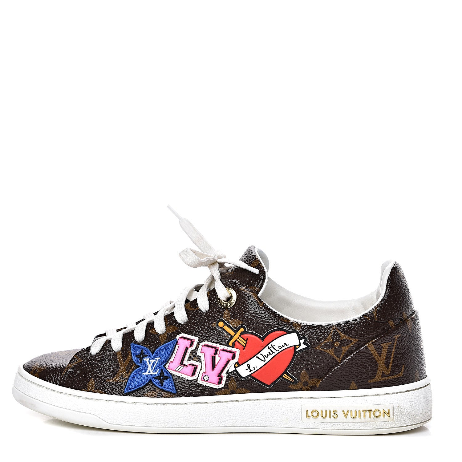 Louis Vuitton Calfskin Monogram LV Black Heart Sneakers 36 Cacao 1 of 9