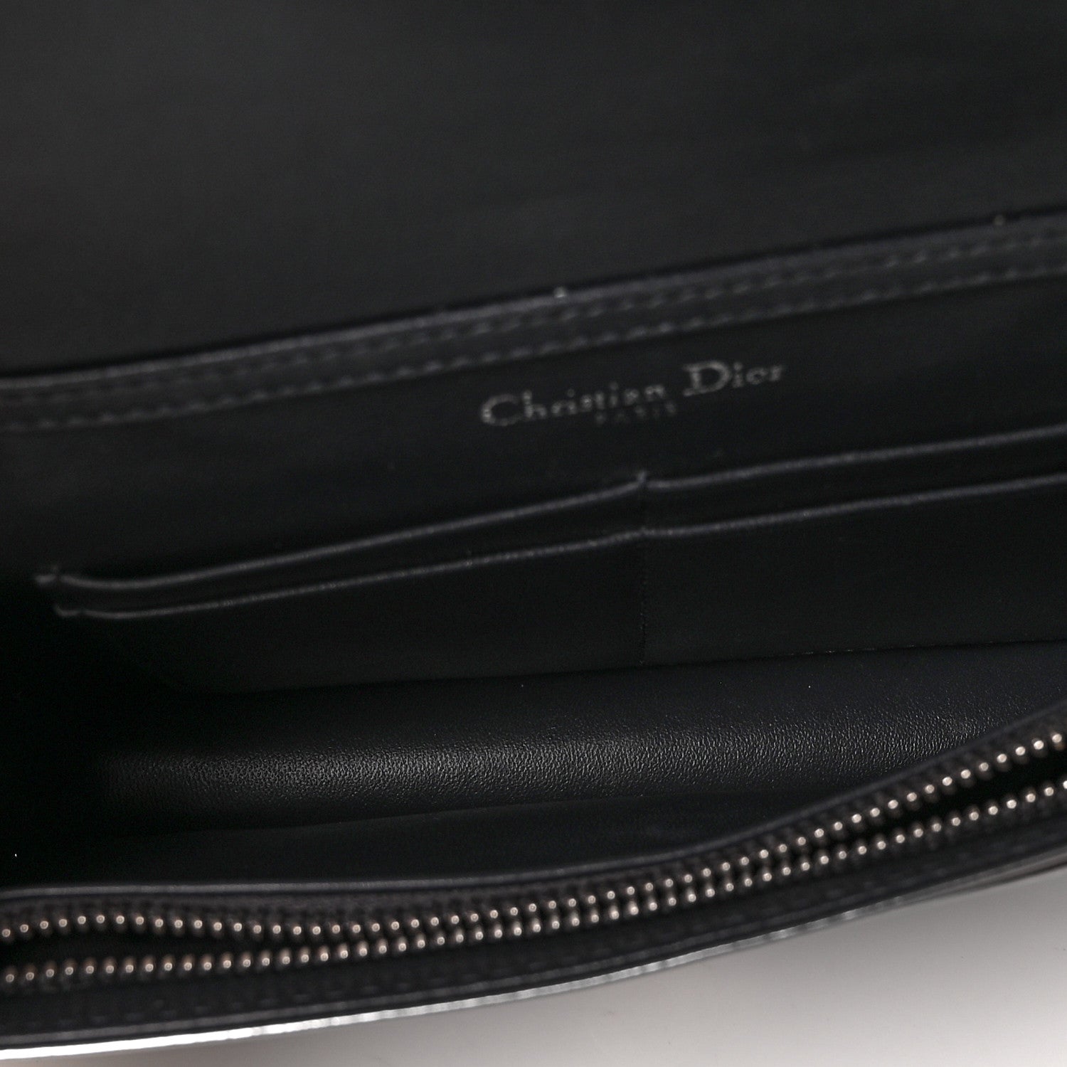 Christian Dior Metallic Patent Micro-Cannage Diorama Wallet on Chain Pouch Silver 5 of 8