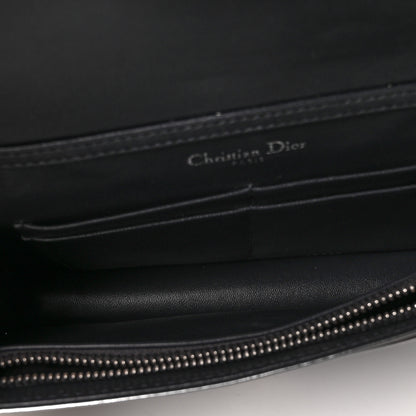 Christian Dior Metallic Patent Micro-Cannage Diorama Wallet on Chain Pouch Silver 5 of 8