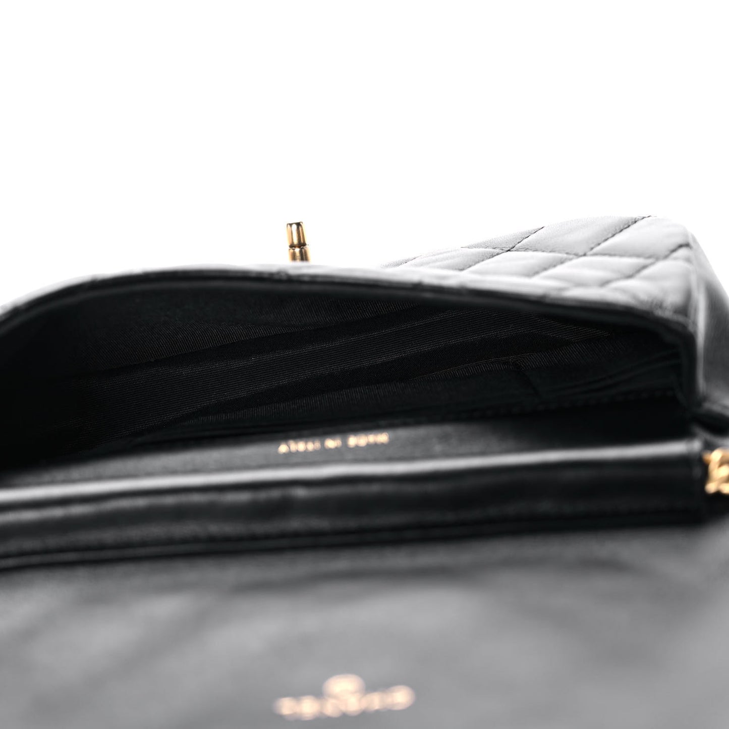 Calfskin Quilted Coco Mail Clutch With Chain Black