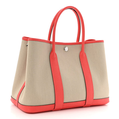 Hermes Toile Militaire Vache Country Garden Party 30 TPM Tote Beton Rose Texas 3 of 9