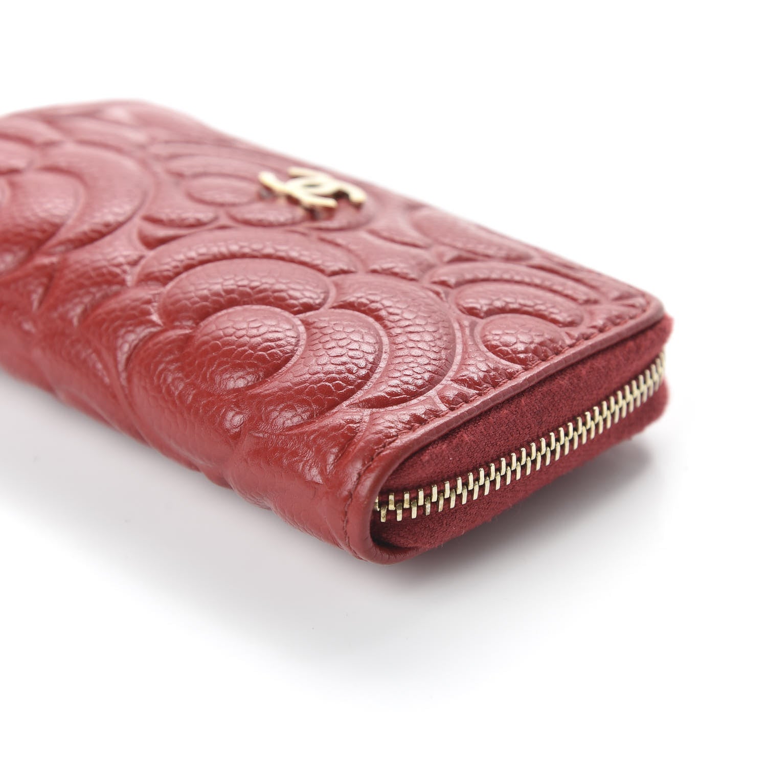 Chanel Caviar Camellia Embossed Key Holder Case Red 7 of 10
