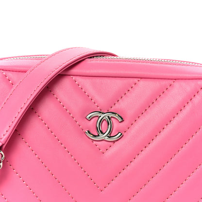 Chanel Lambskin Chevron Quilted Small Promenade Camera Case Pink 8 of 11