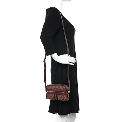 Gucci Monogram Textured Dollar Calfskin Web Mini Ophidia Shoulder Bag Sahara Rubino Chardonnay 2 of 14