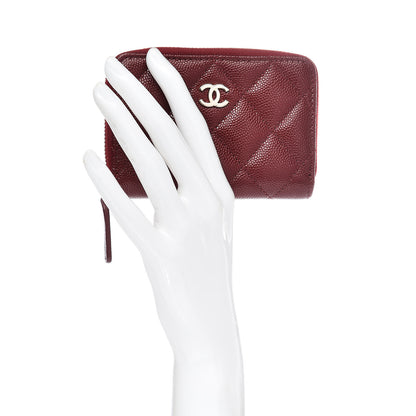 Chanel Iridescent Caviar Quilted Zip Card Holder Burgundy 2 of 8