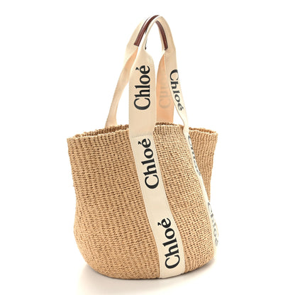 Chloe Raffia Large Woody Tote White 3 of 8