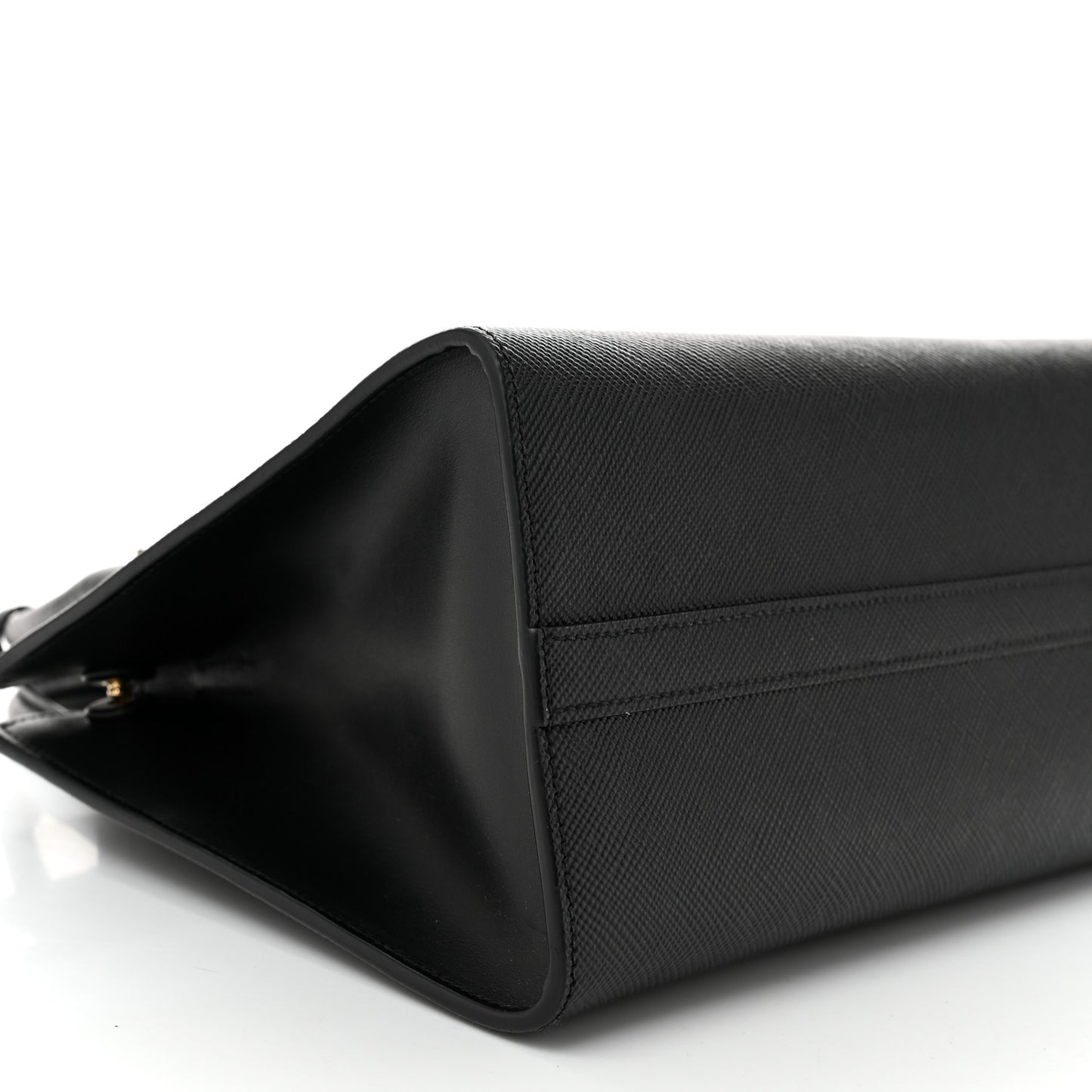 Saffiano Cuir Calfskin Small Monochrome Top Handle Tote Black