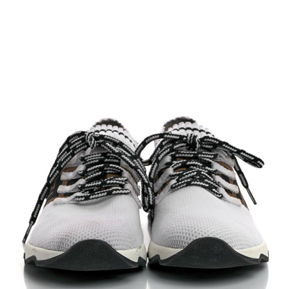 Fendi Stretch Knit Jacquard FF Lace-Up Sock Sneakers 38 Tobacco White Black 2 of 8