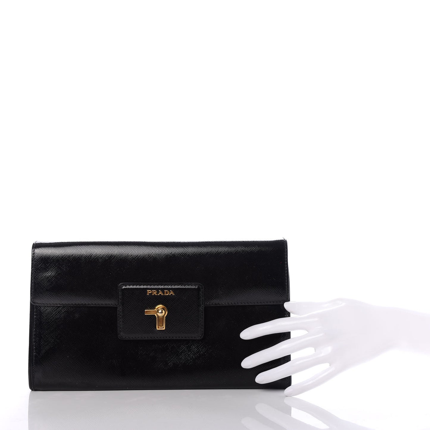 Vernice Saffiano Clutch Black