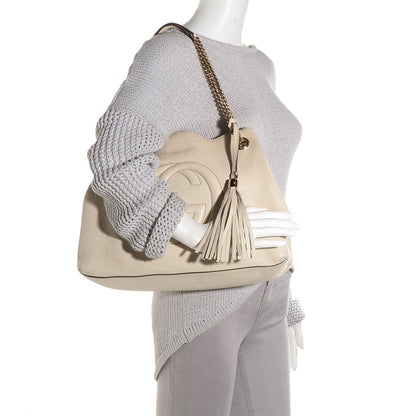 Gucci Pebbled Calfskin Medium Soho Chain Shoulder Bag Off White 2 of 8