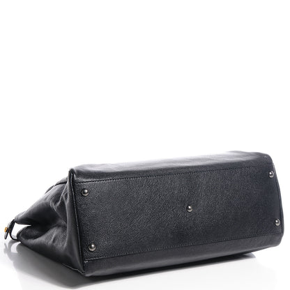 Fendi Goatskin Zucca Large Peekaboo Iconic Satchel Black Tobacco 6 of 12