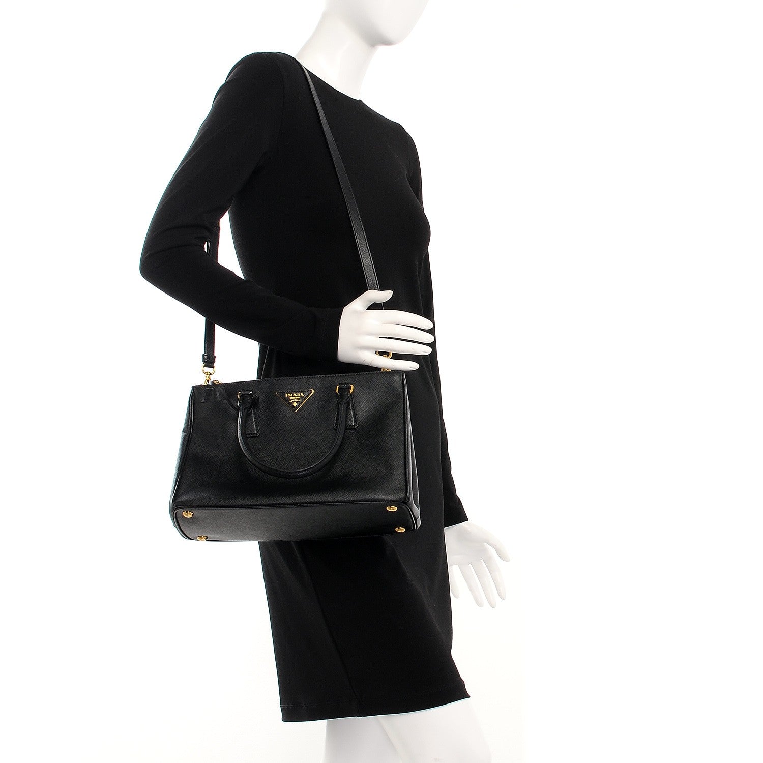 Prada Saffiano Small Galleria Double Zip Tote Black 2 of 9