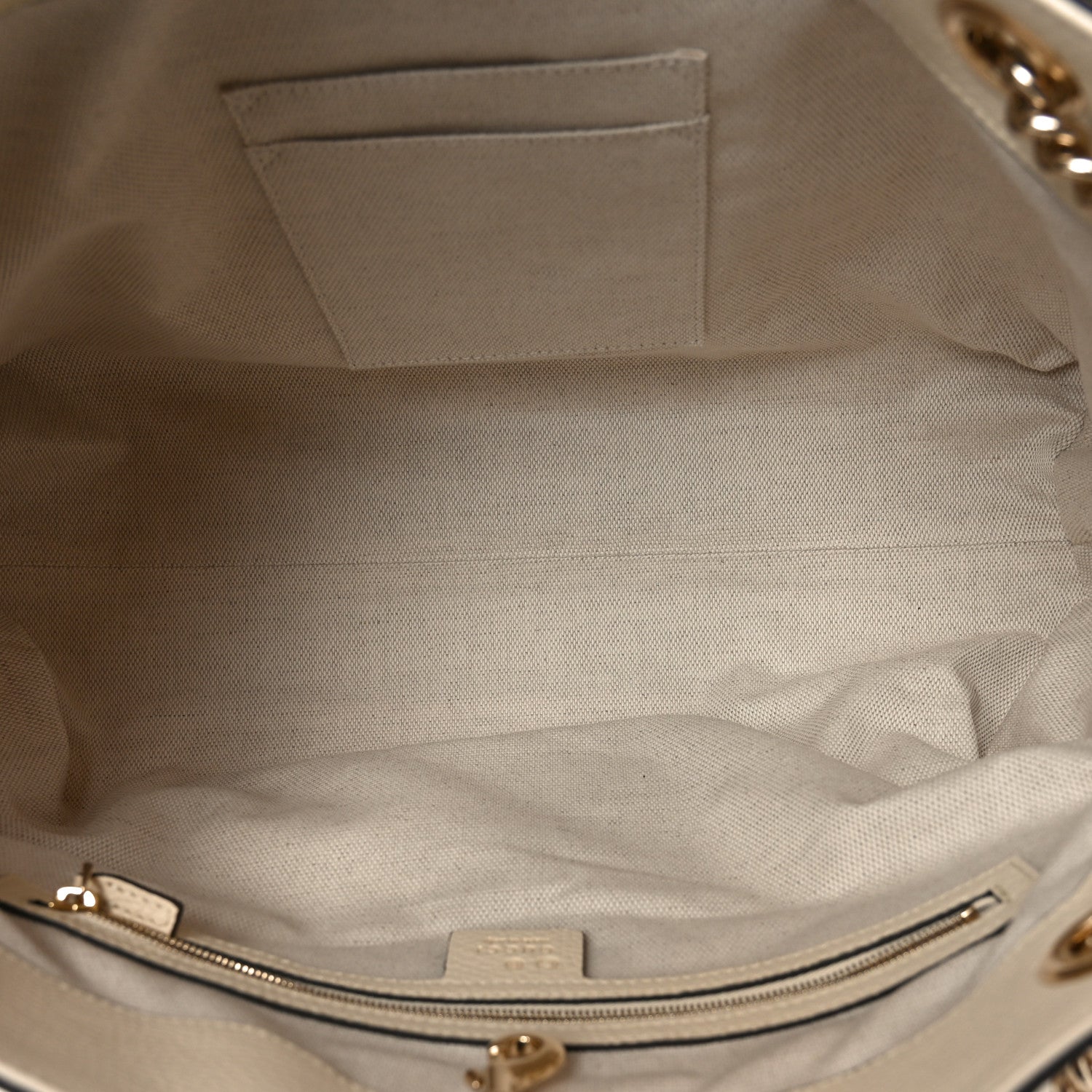 Gucci Pebbled Calfskin Medium Soho Chain Shoulder Bag Off White 5 of 10
