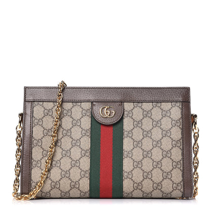 Gucci GG Supreme Monogram Web Small Ophidia Chain Shoulder Bag Brown 1 of 9