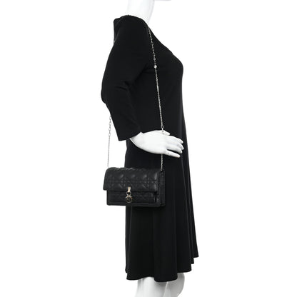 Christian Dior Lambskin Cannage Lady Dior Chain Pouch Black 2 of 9