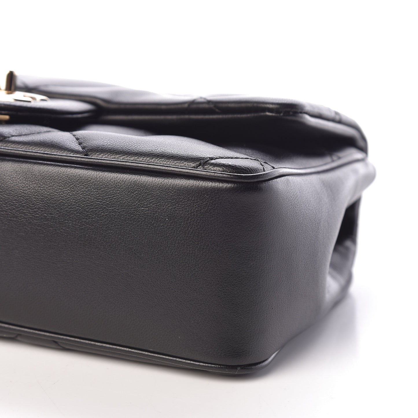 Lambskin Quilted Small Easy Carry Flap Black