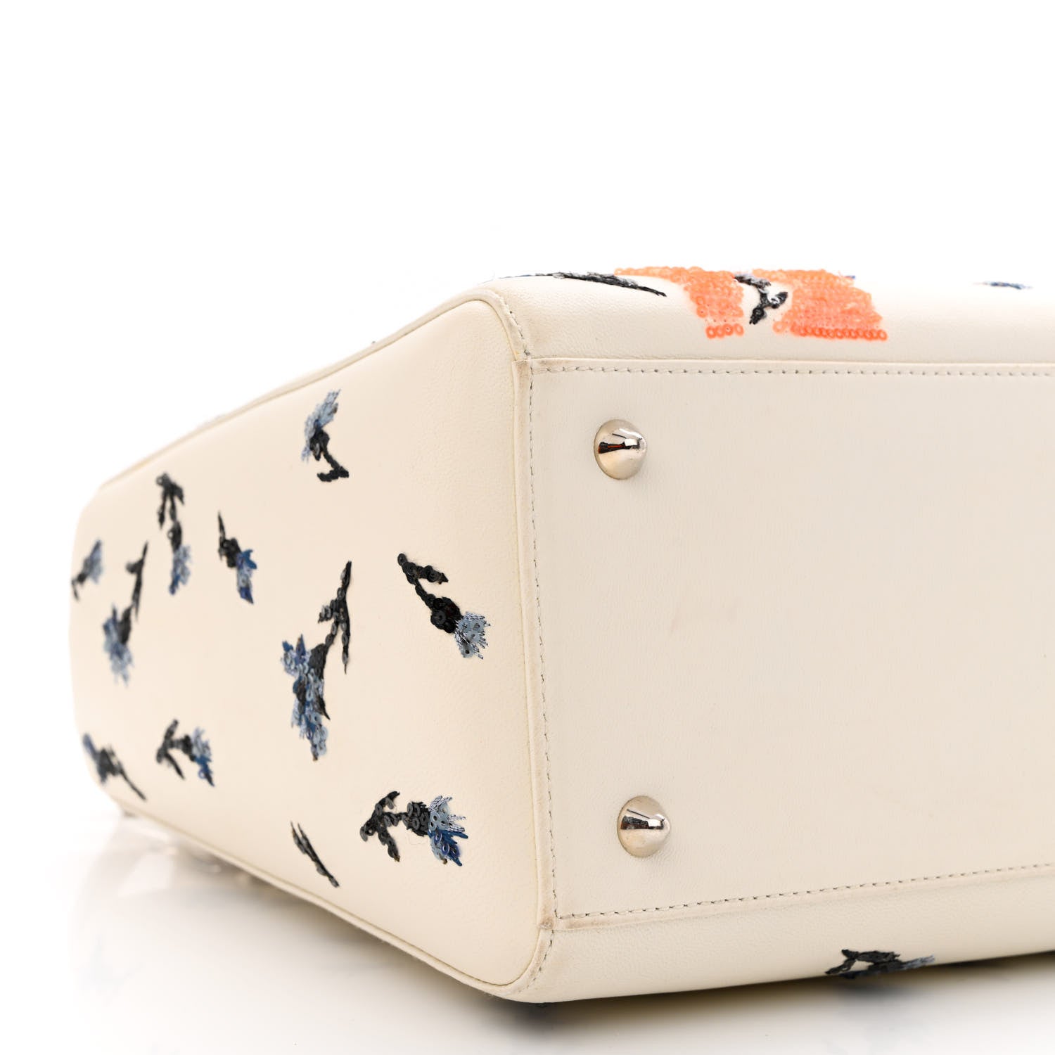 Christian Dior Lambskin Embroidered Sequin Medium Flower Lady Dior Off White 9 of 17