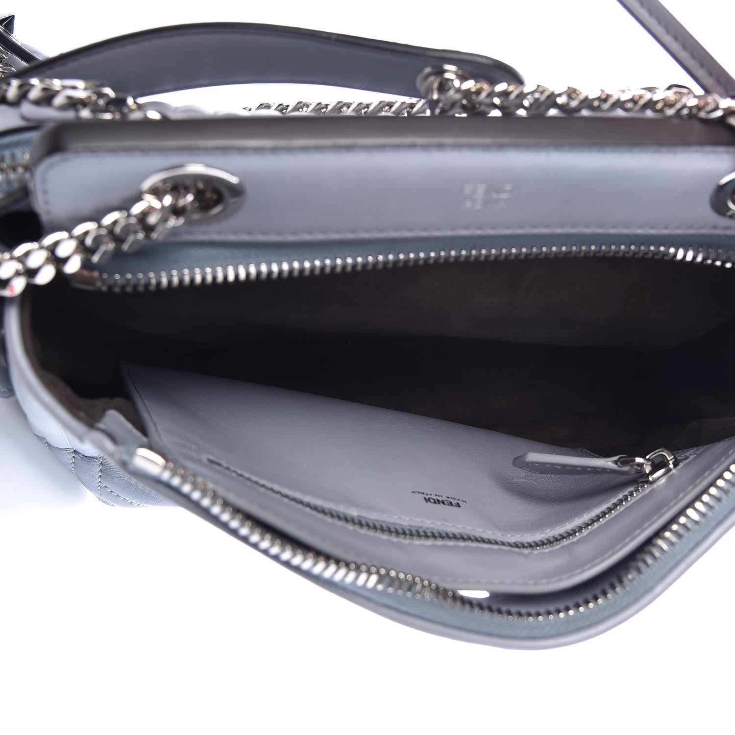 Fendi Shiny Nappa Trapuntata Small DotCom Click Chain Satchel Ardesia 6 of 9