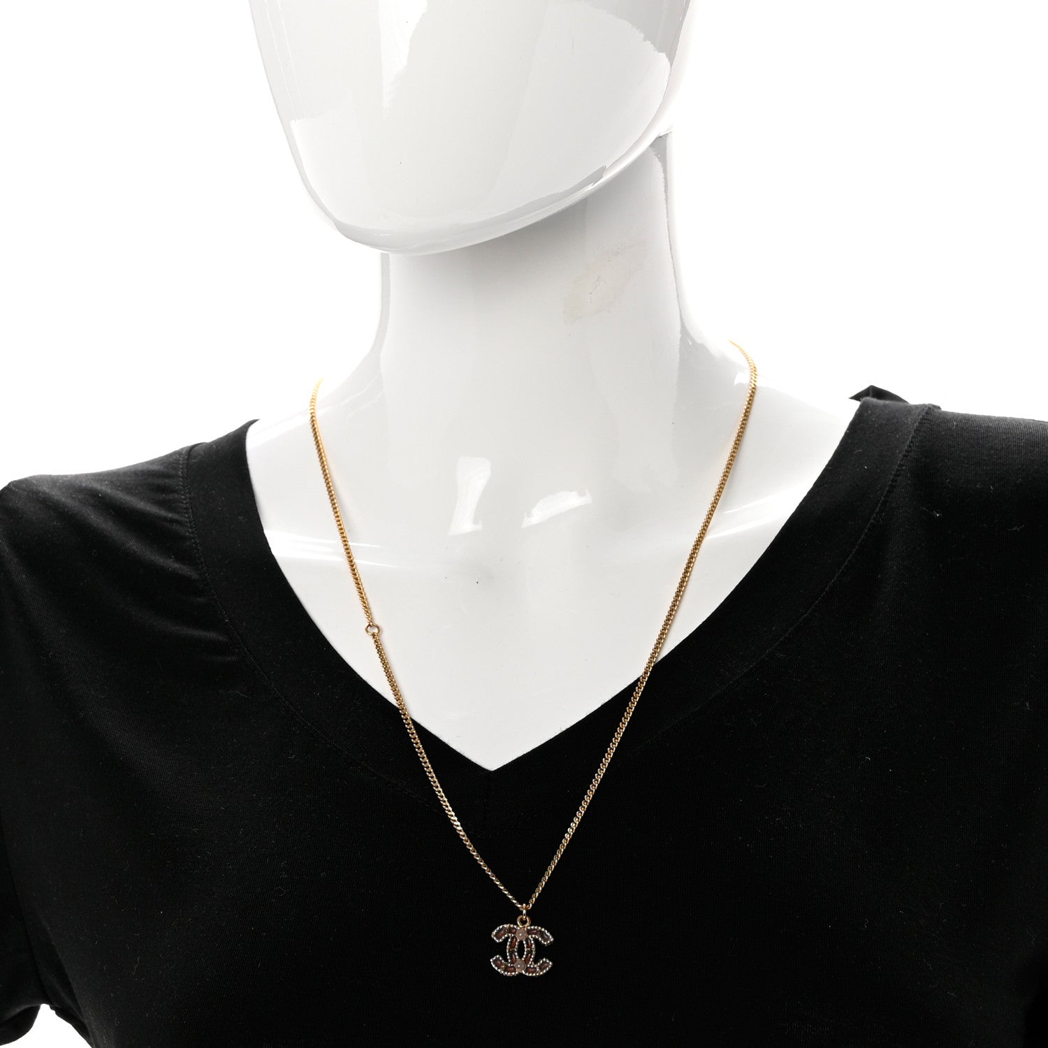Chanel Resin CC Pendant Necklace Gold 2 of 4