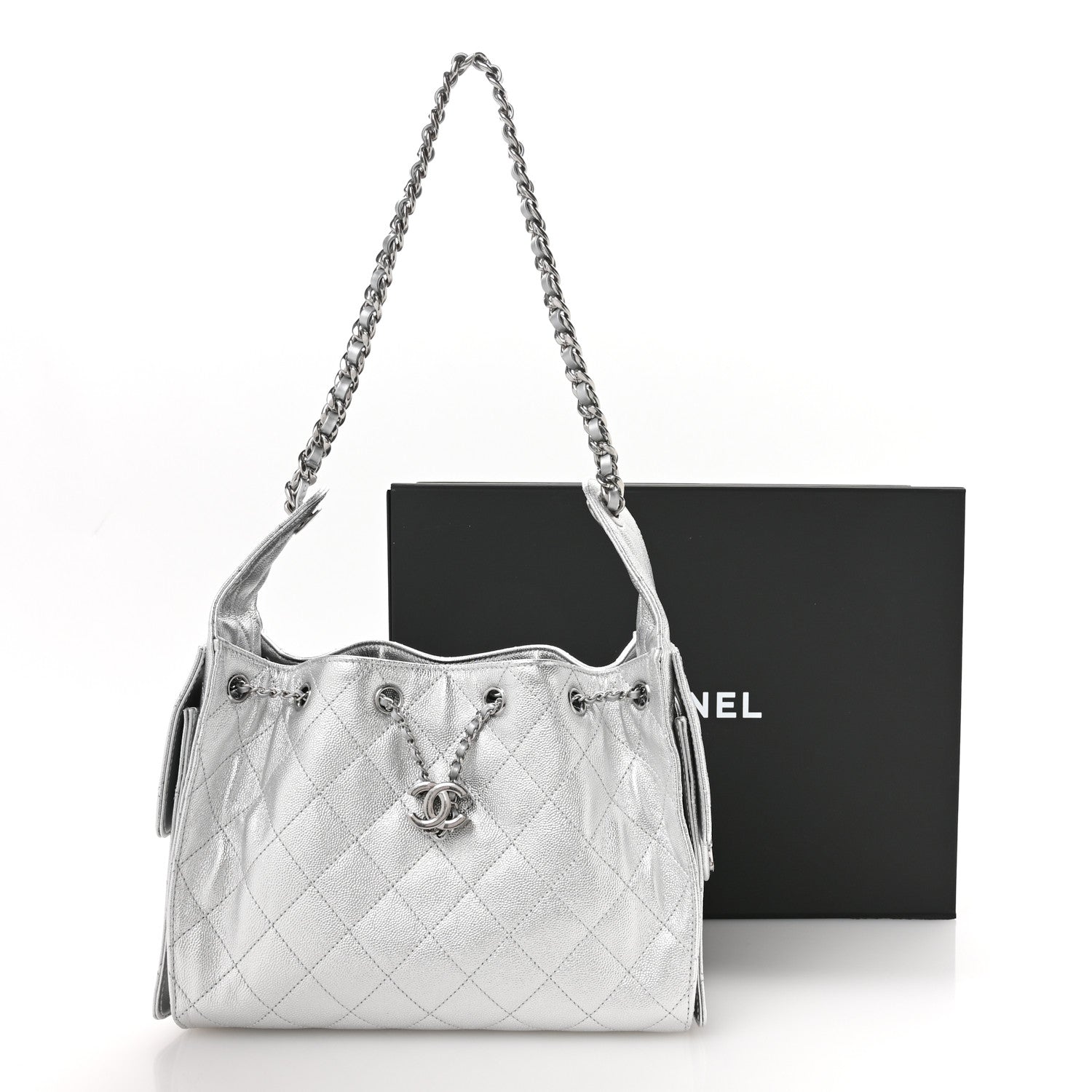 Chanel Metallic Caviar Quilted Small Chanel 25 Handbag Silver 11 of 11