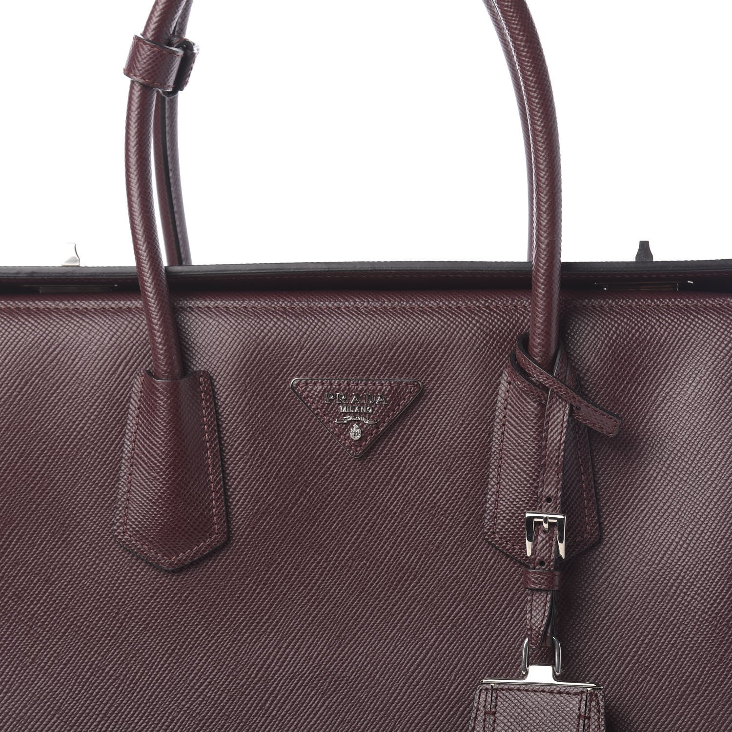 Prada Saffiano Cuir Twin Tote Granato 9 of 11