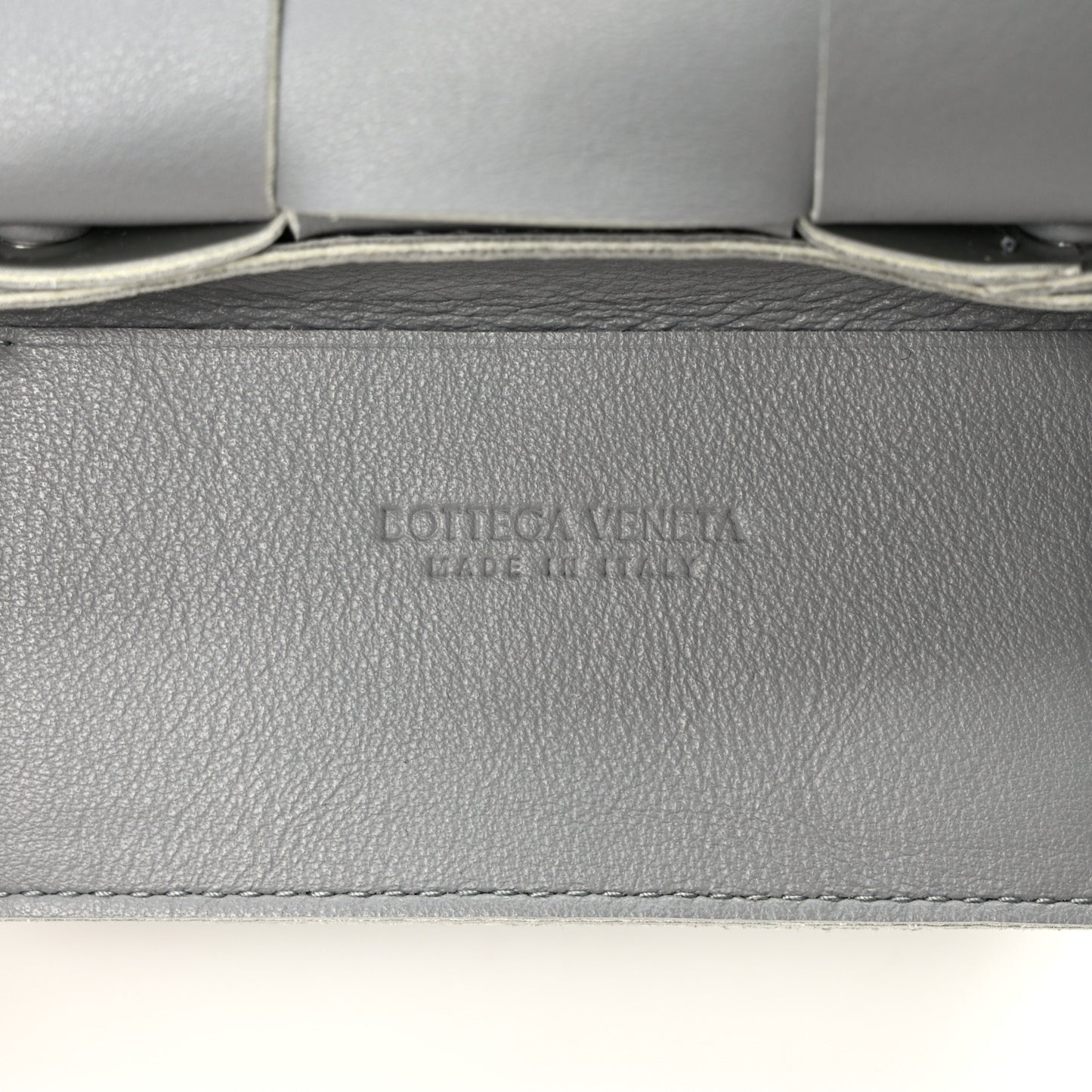 Metallic Patent Calfskin Maxi Intrecciato Extra Mini Cassette Crossbody Bag Silver