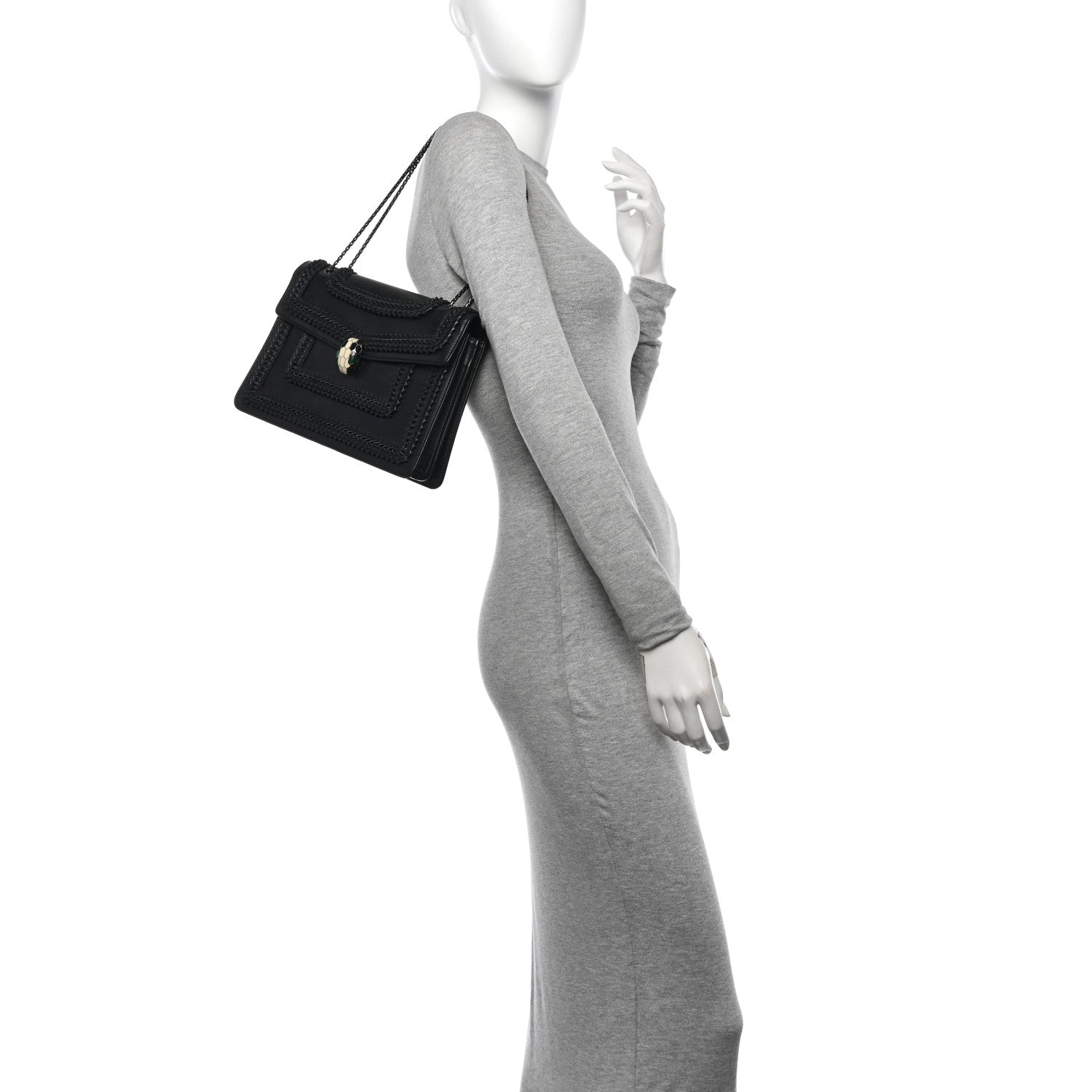 Bulgari Calfskin Plisse Serpenti Forever Crossbody Bag Black 2 of 16