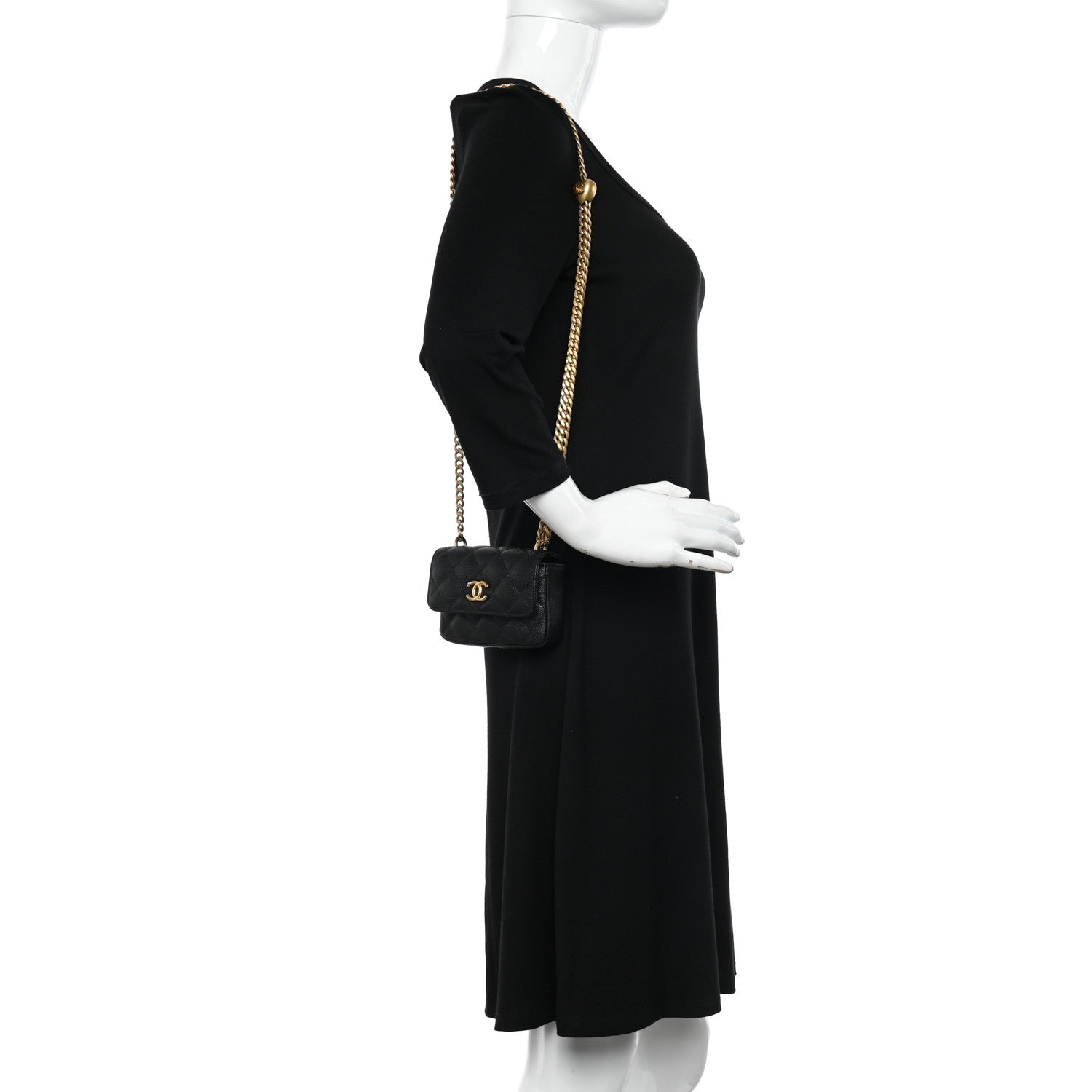 Chanel Caviar Quilted Sweetheart Clutch With Chain Black 2 of 12