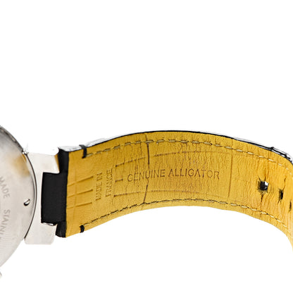 Louis Vuitton Stainless Steel Alligator 44mm Tambour Flyback Chronograph Automatic Watch Black 5 of 7