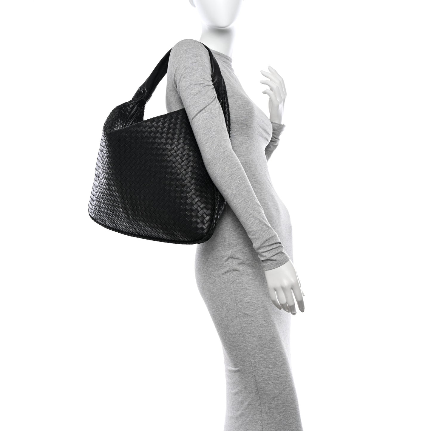Nappa Intrecciato Large Veneta Hobo Black
