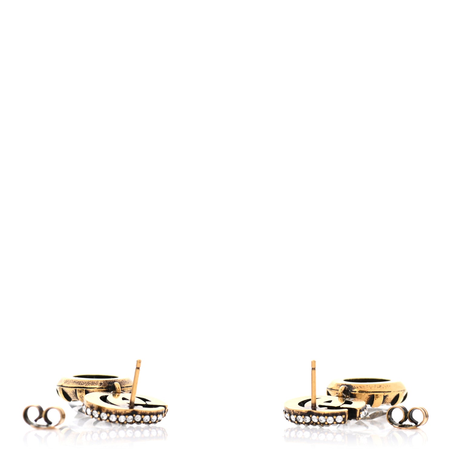 Gucci Crystal Double G Earrings Aged Gold 3 of 5