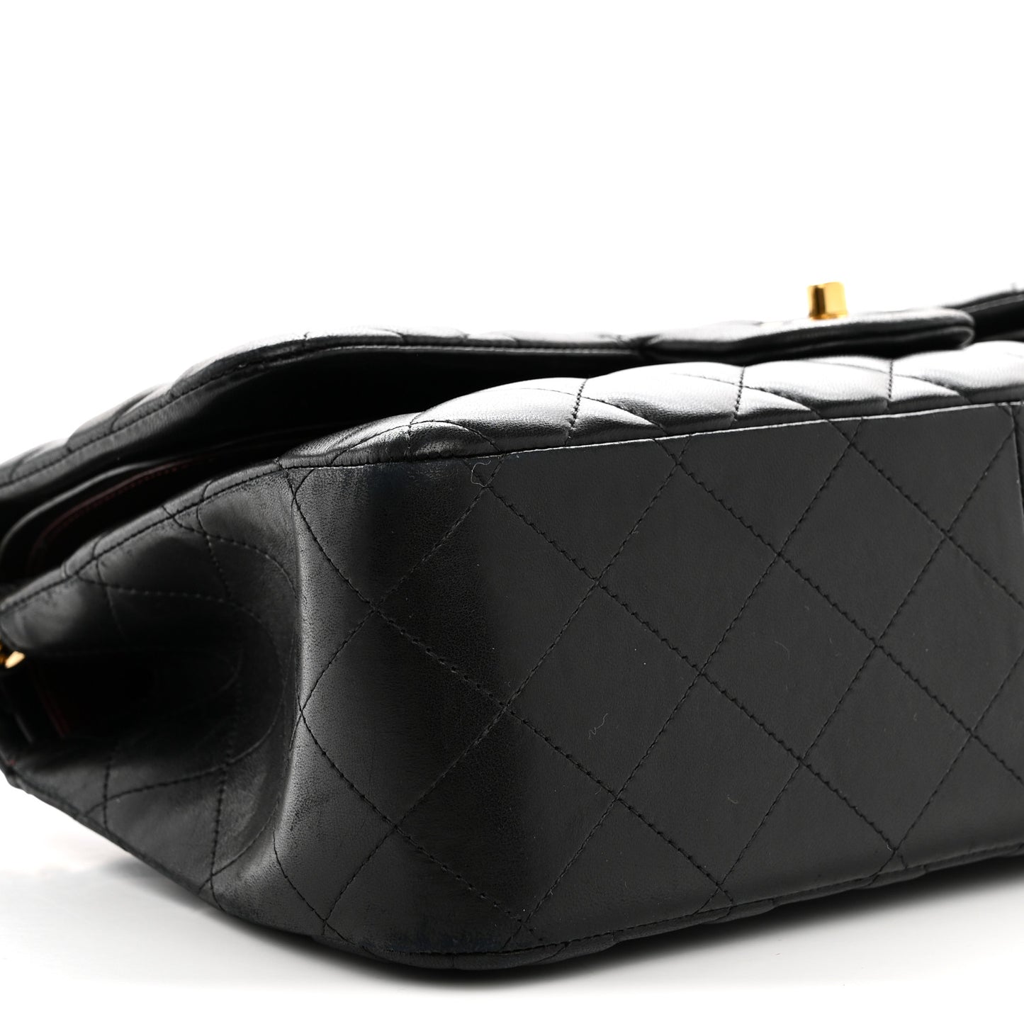 Lambskin Quilted Jumbo Double Flap Black