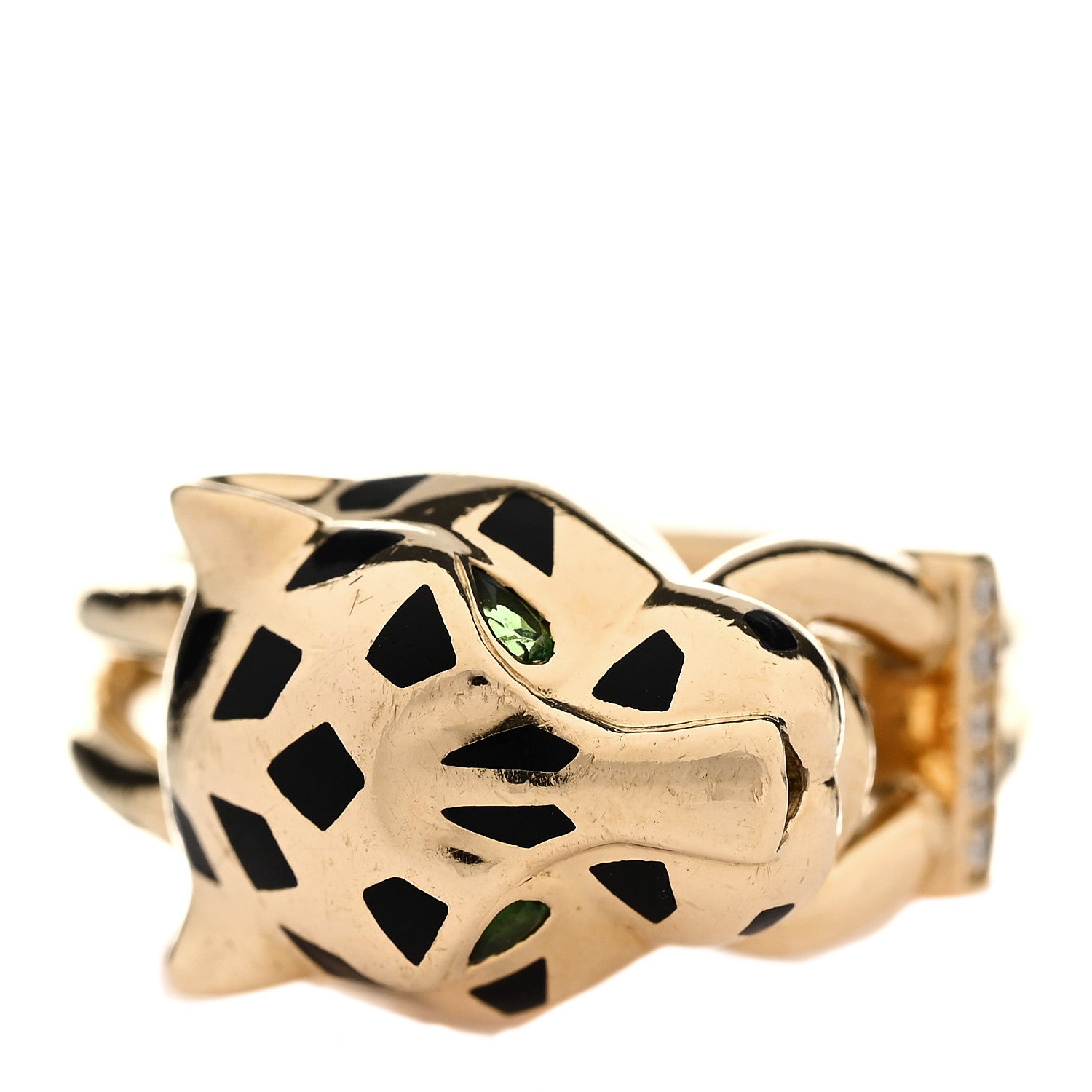 Cartier 18K Yellow Gold Diamond Tsavorite Garnet Black Onyx Panthere de Cartier Ring 50 5.25 3 of 6